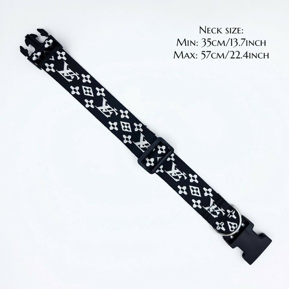 Dog Collar and Leash Set Fashion VE Black & White Nylon - Picture 2 of 8